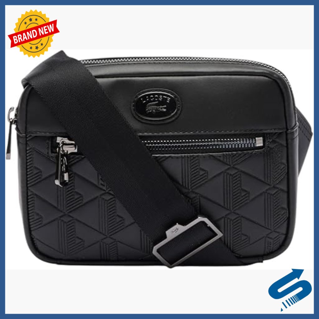 Embossed Monogram Shoulder Bag With Adjustable Strap And Multiple Pockets